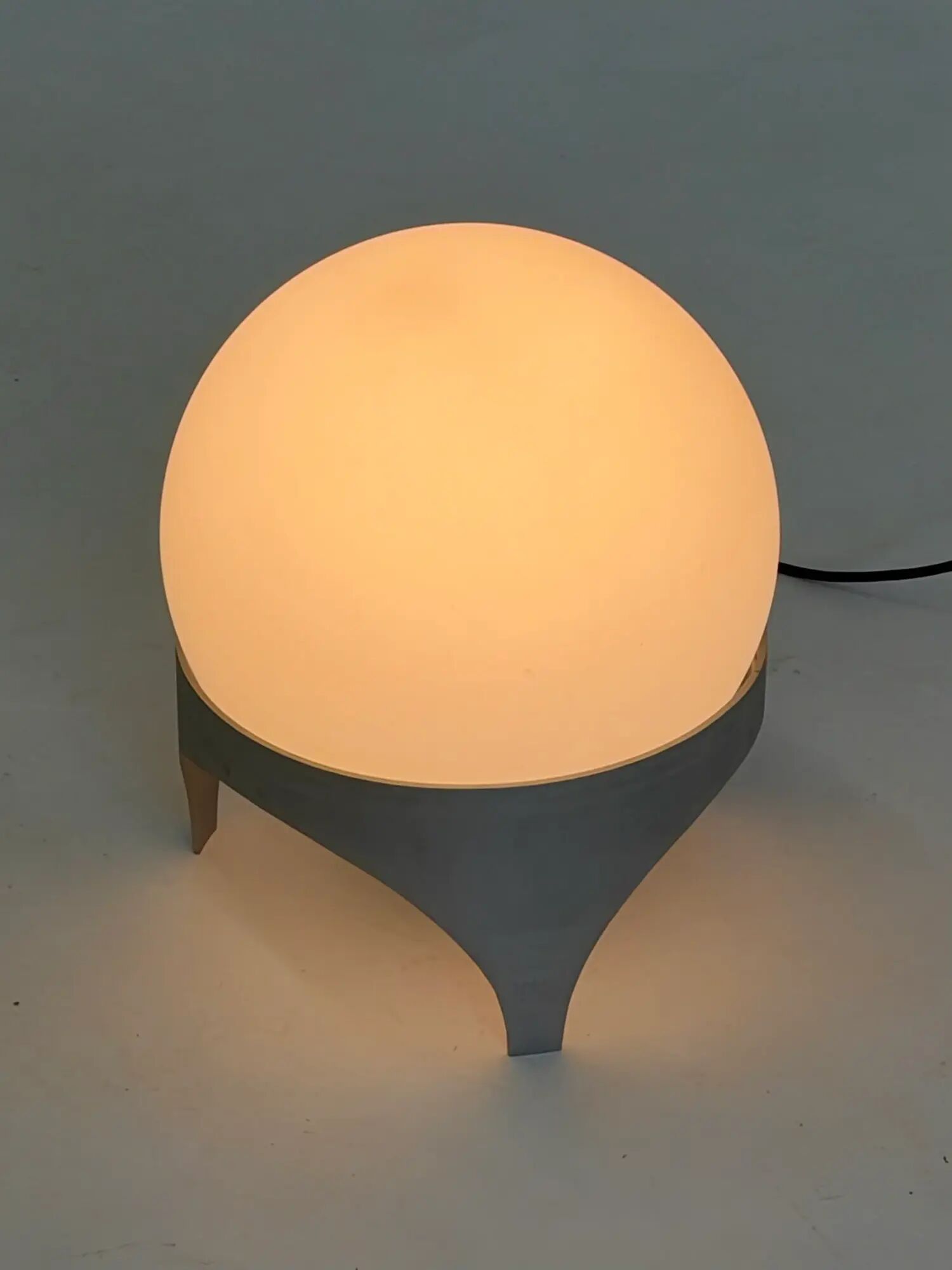 Vintage Space Age table lamp with glass globe and aluminium base