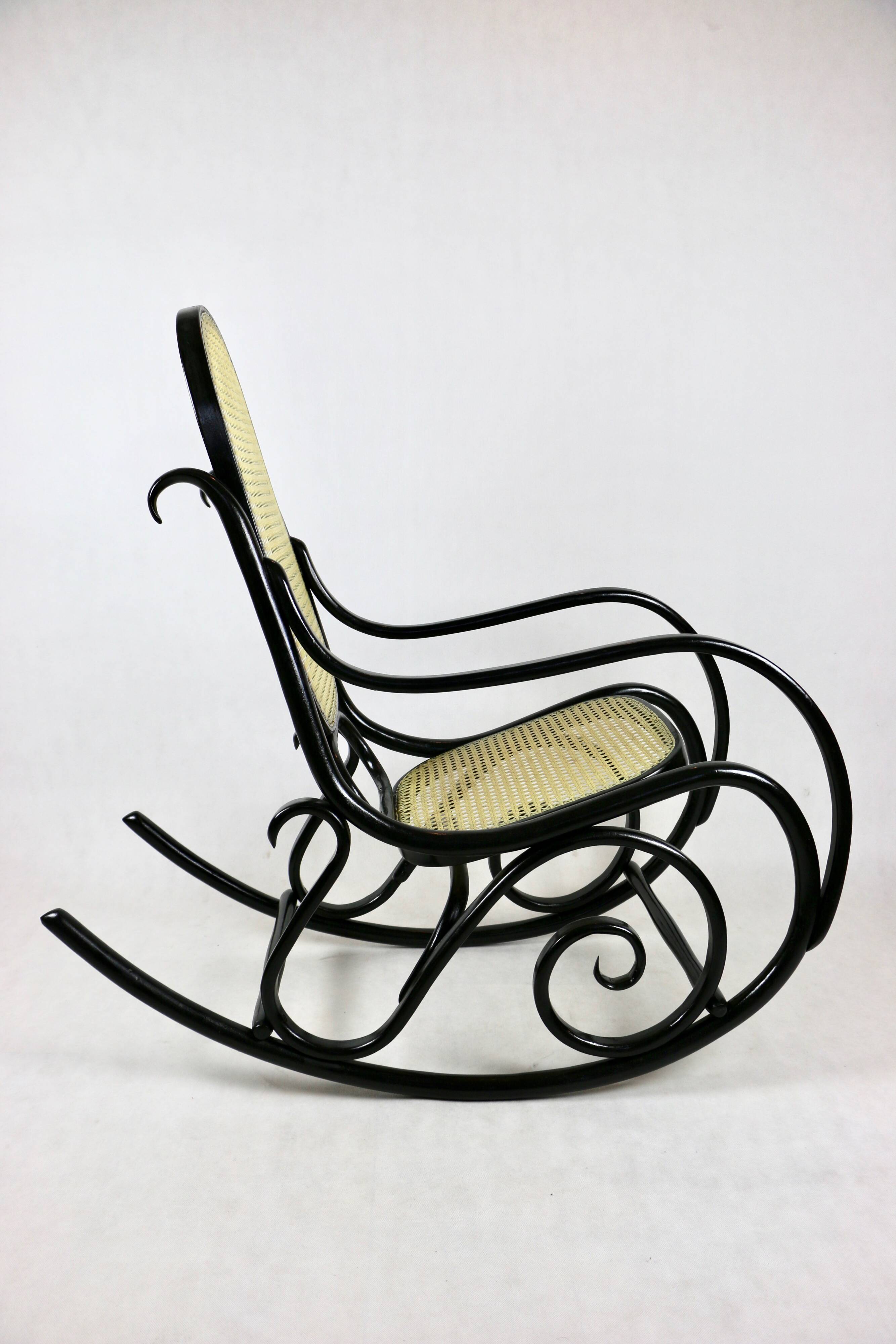 Vintage Black Rocking Chair attributed to Michael Thonet