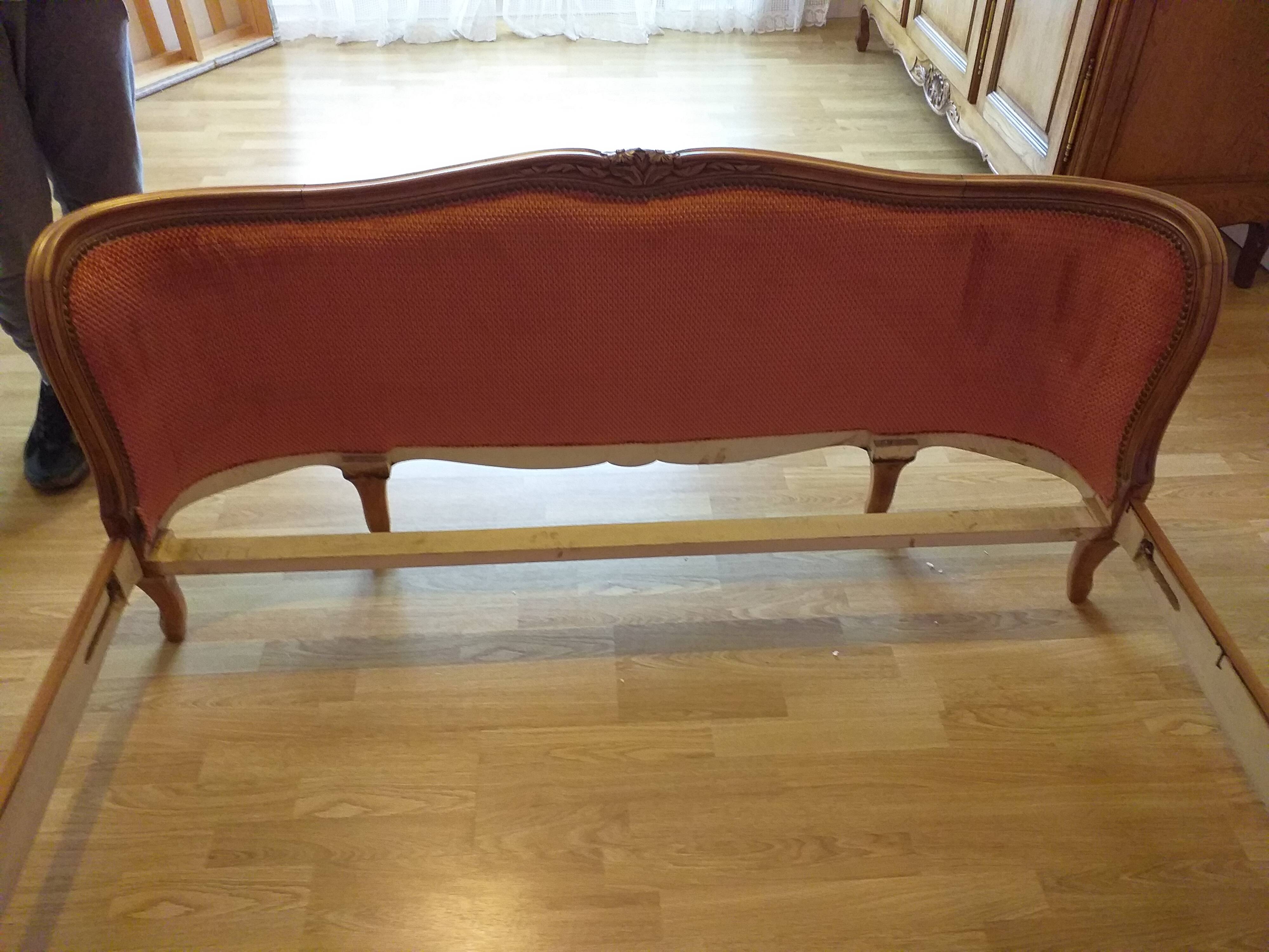 Louis XV-style solid oak basket bed