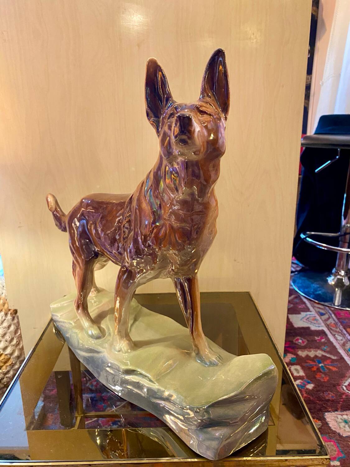 Vintage chien céramique berger allemand