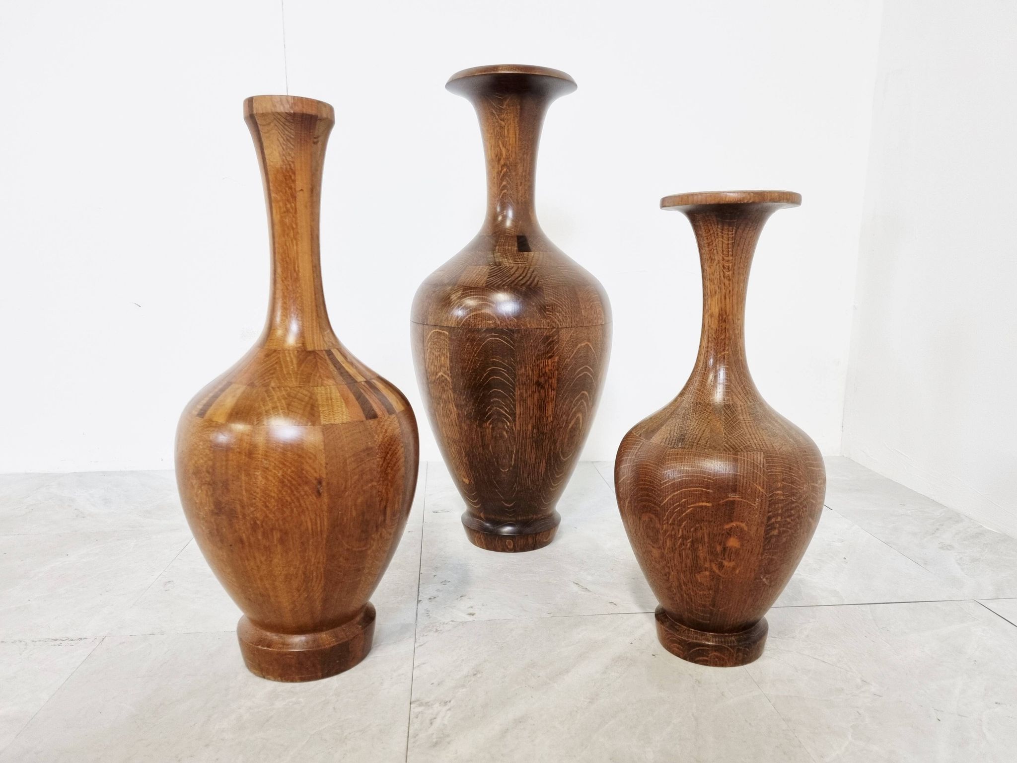 Vintage wooden vases by Maurice Bonami, set of 3, 1970s
