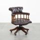 Chesterfield Office Chair on Wheels in Dark Brown Cowhide Leather