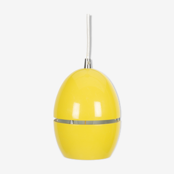 Yellow split egg space age pendant lamp