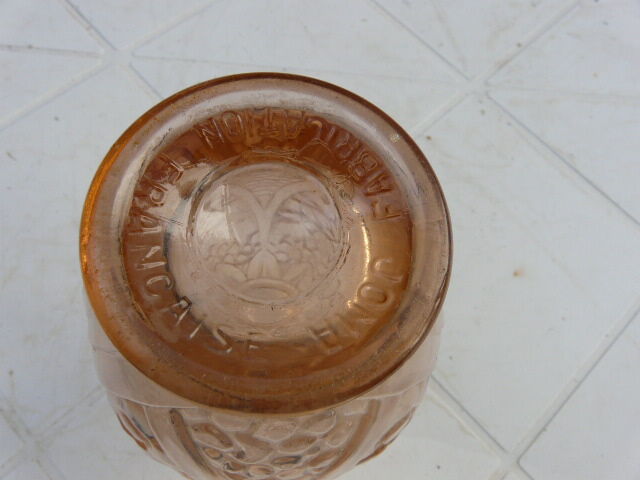 hyacinth vase molded glass rosaline art deco motifs signed Joma