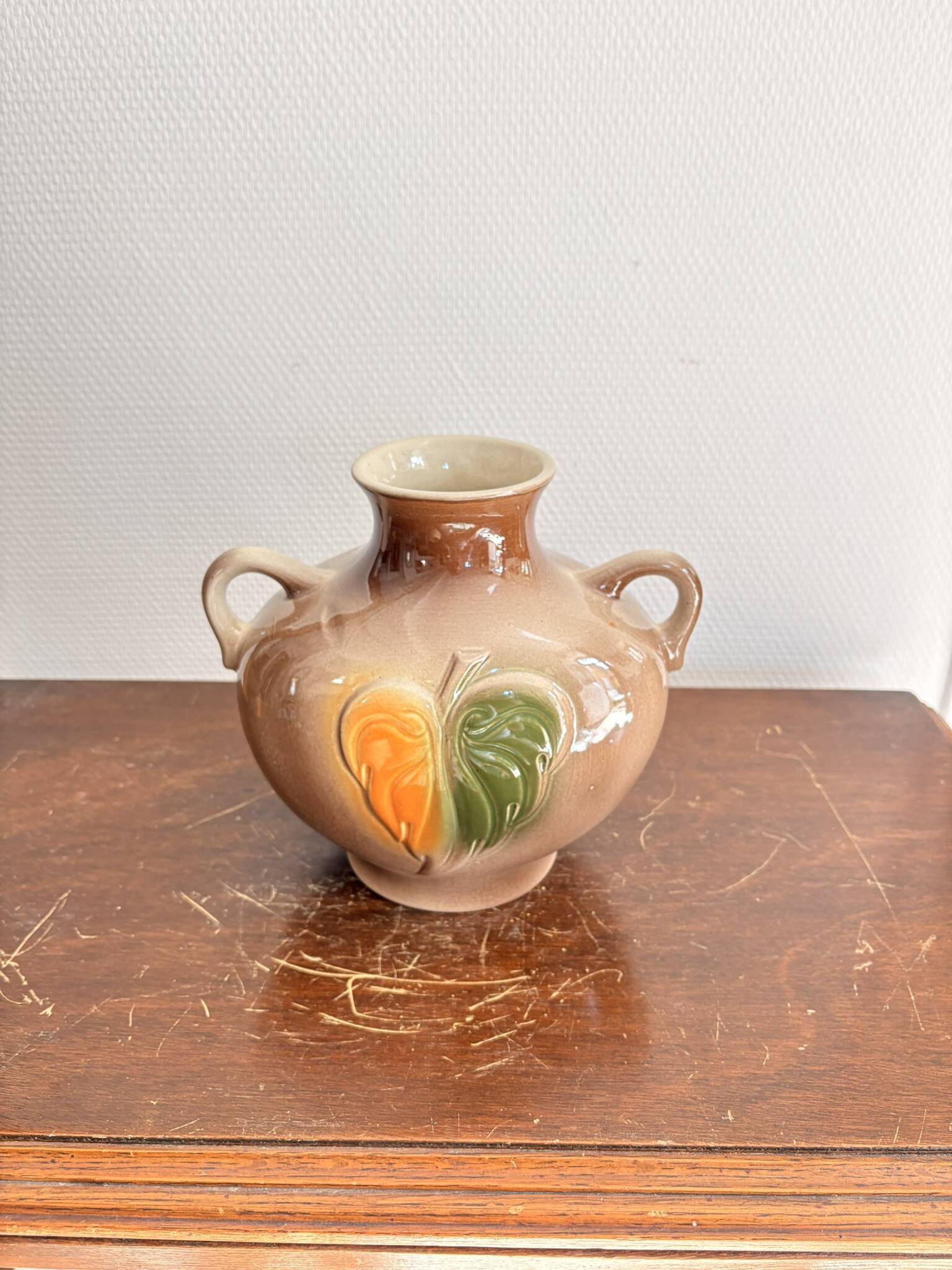 Vintage USSR Soviet Ceramic Amphora Handle Vase