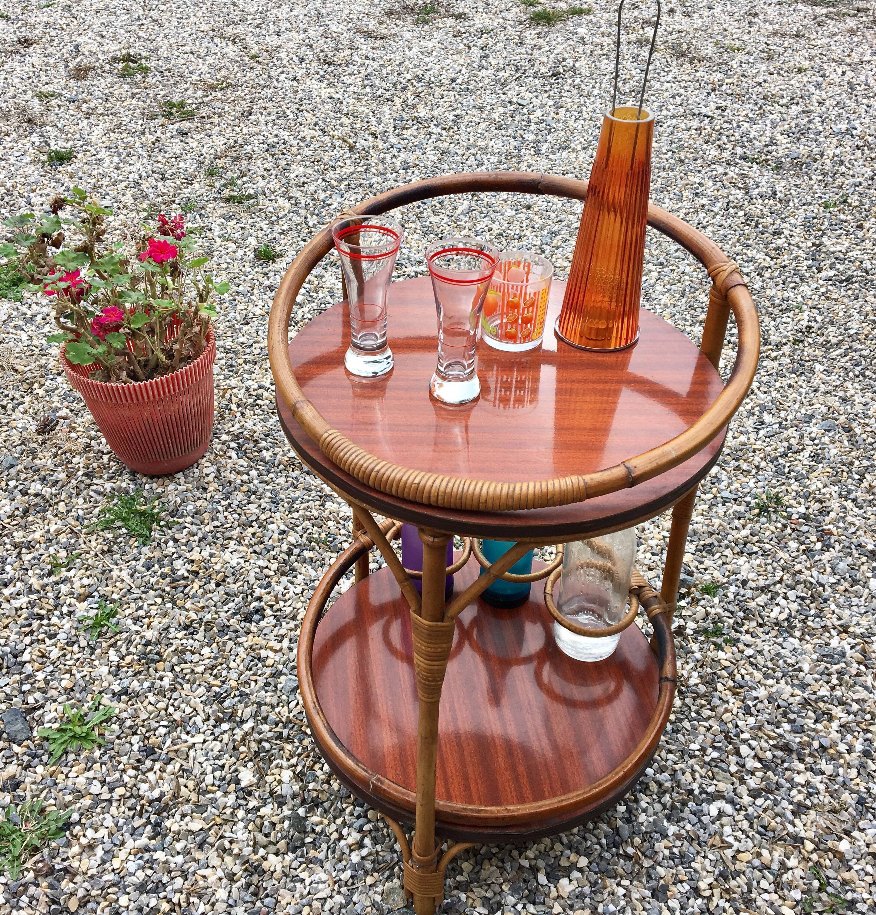 Desserte/bar , bambou et formica, années 60