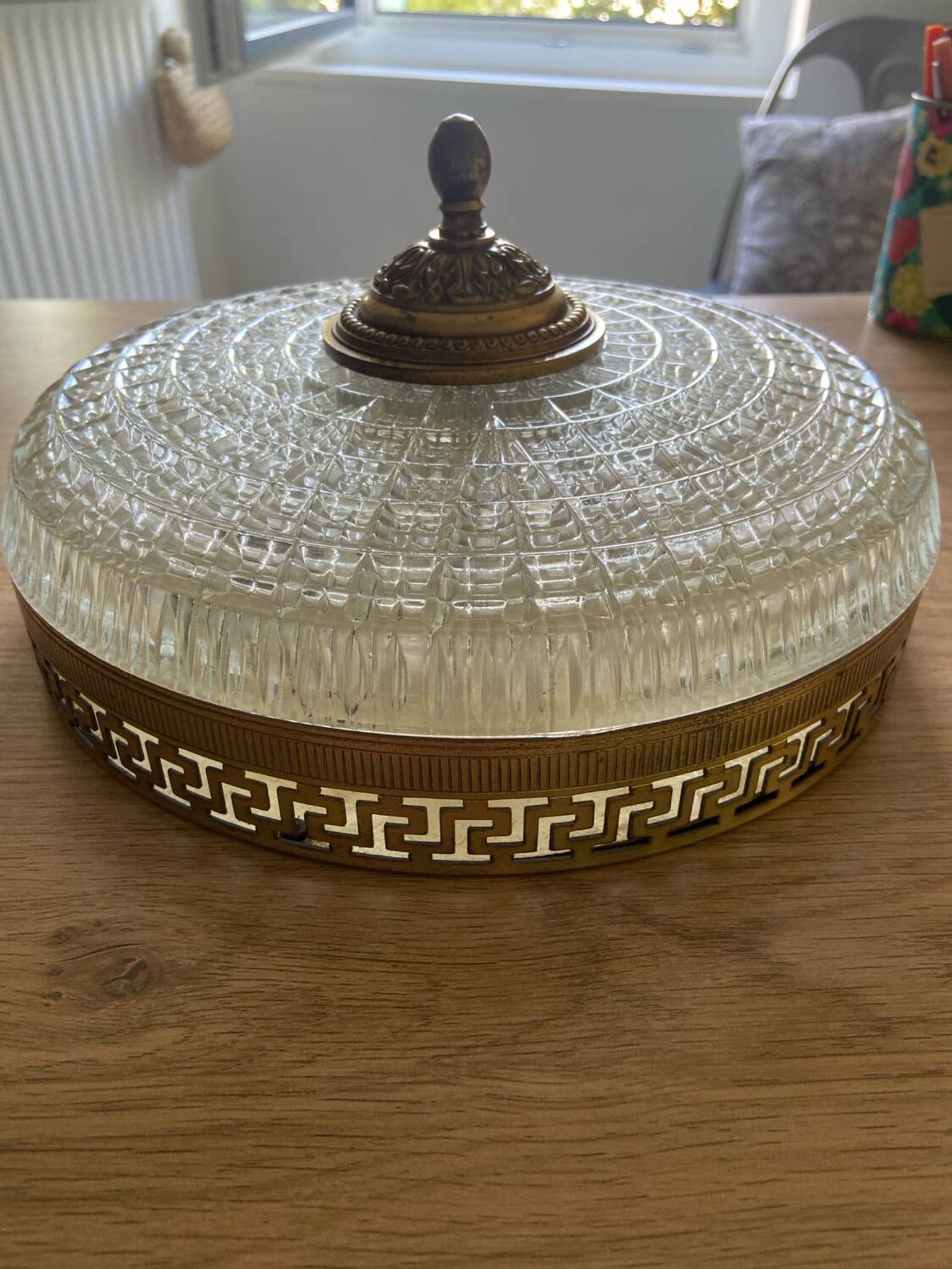 Plafonnier laiton et verre