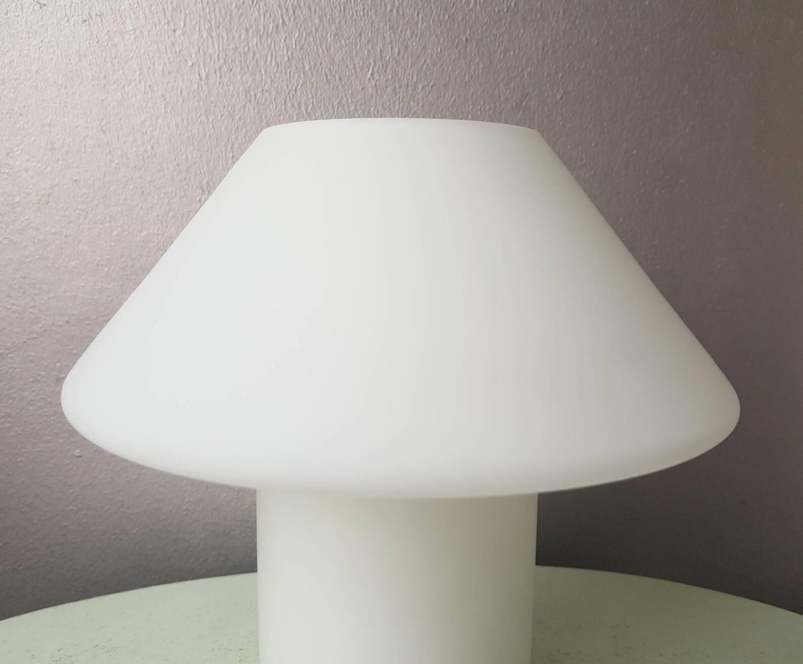 1980s white glass mushroom table lamp