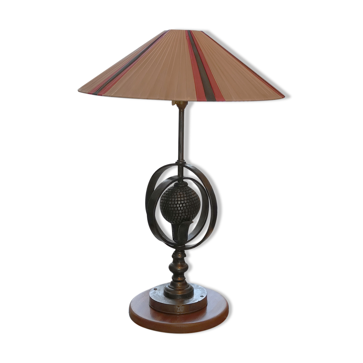 Wrought iron lamp with armillary sphere decorations