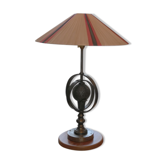 Wrought iron lamp with armillary sphere decorations