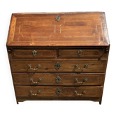 Writing cabinet, masterpiece of marquetry in solid cherry wood, late 18th, early 19th century.