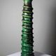 Large Tamegroute candlestick in green glazed terracotta, Morocco, 1960s-1970s.
