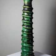 Large Tamegroute candlestick in green glazed terracotta, Morocco, 1960s-1970s.