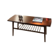 Table basse scandinave vintage en teck avec étagère "Ingrid"