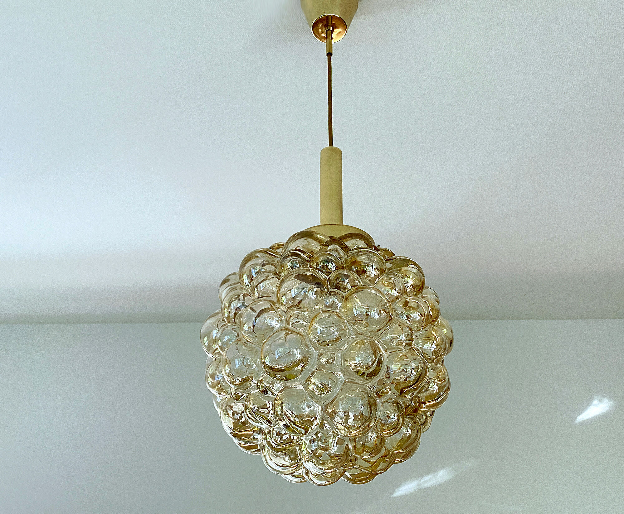 Vintage Limburg pendant lamp, Bubble Glass & Brass, 60s