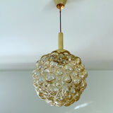 Vintage Limburg pendant lamp, Bubble Glass & Brass, 60s