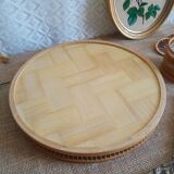 Set tray and 6 under glass bamboo vintage butterflies