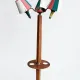 Tripod floor lamp in oak and brass, three lights
