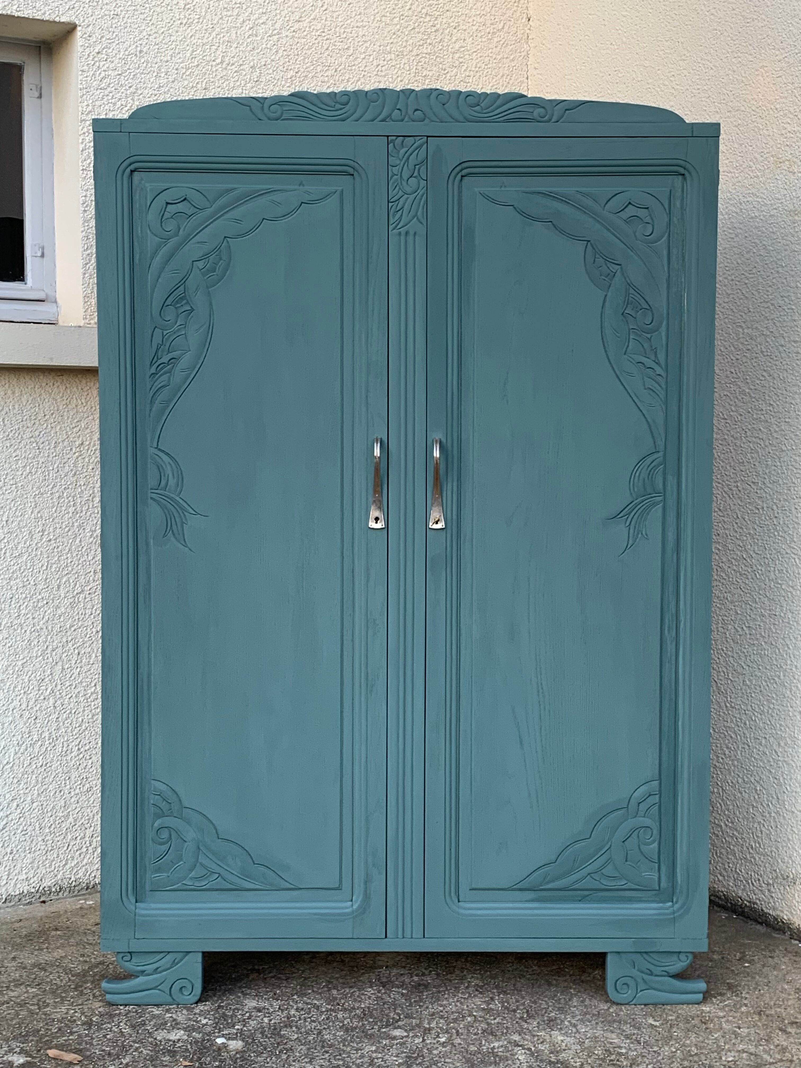 Parisian art deco wardrobe blue gray 1930