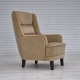 1970s, Danish highback armchair, original condition, furniture velour.