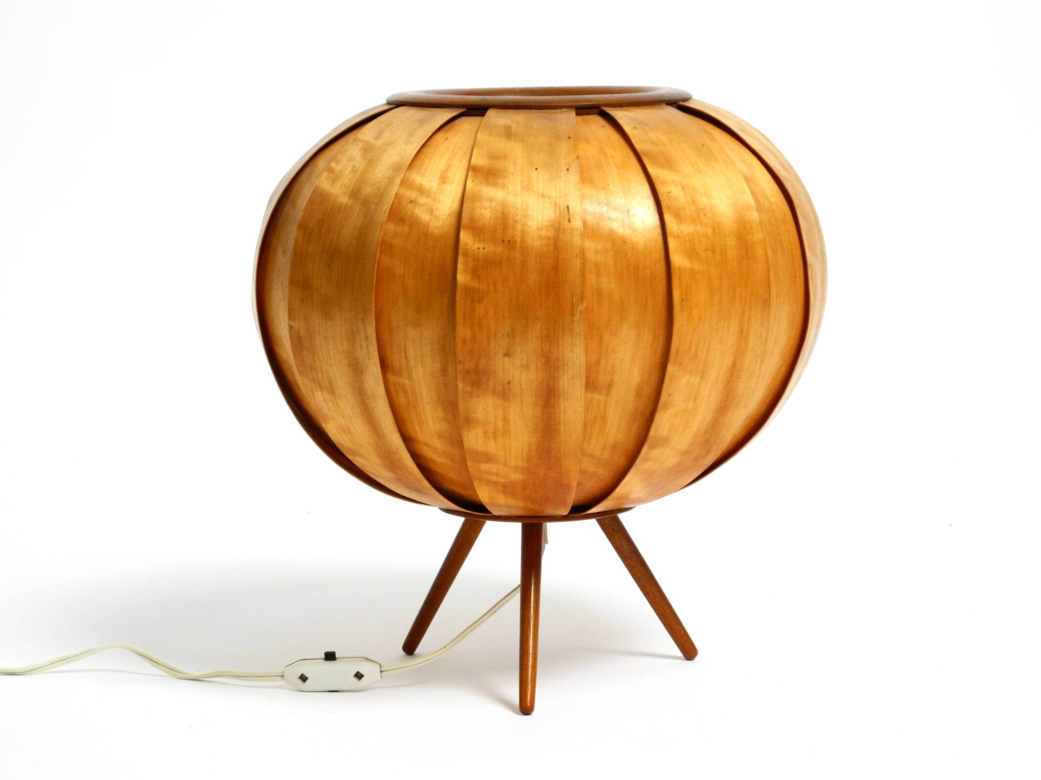 Large Mid Century Modern bentwood lamella tripod Table Lamp