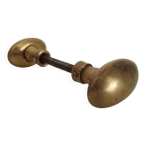 Paire de poignées anciennes de porte en laiton doré massif