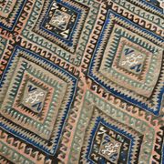 5x9 Kilim Anatolian Carpet, Handwoven Wool Rug, Blue Details Rug, 154x275Cm