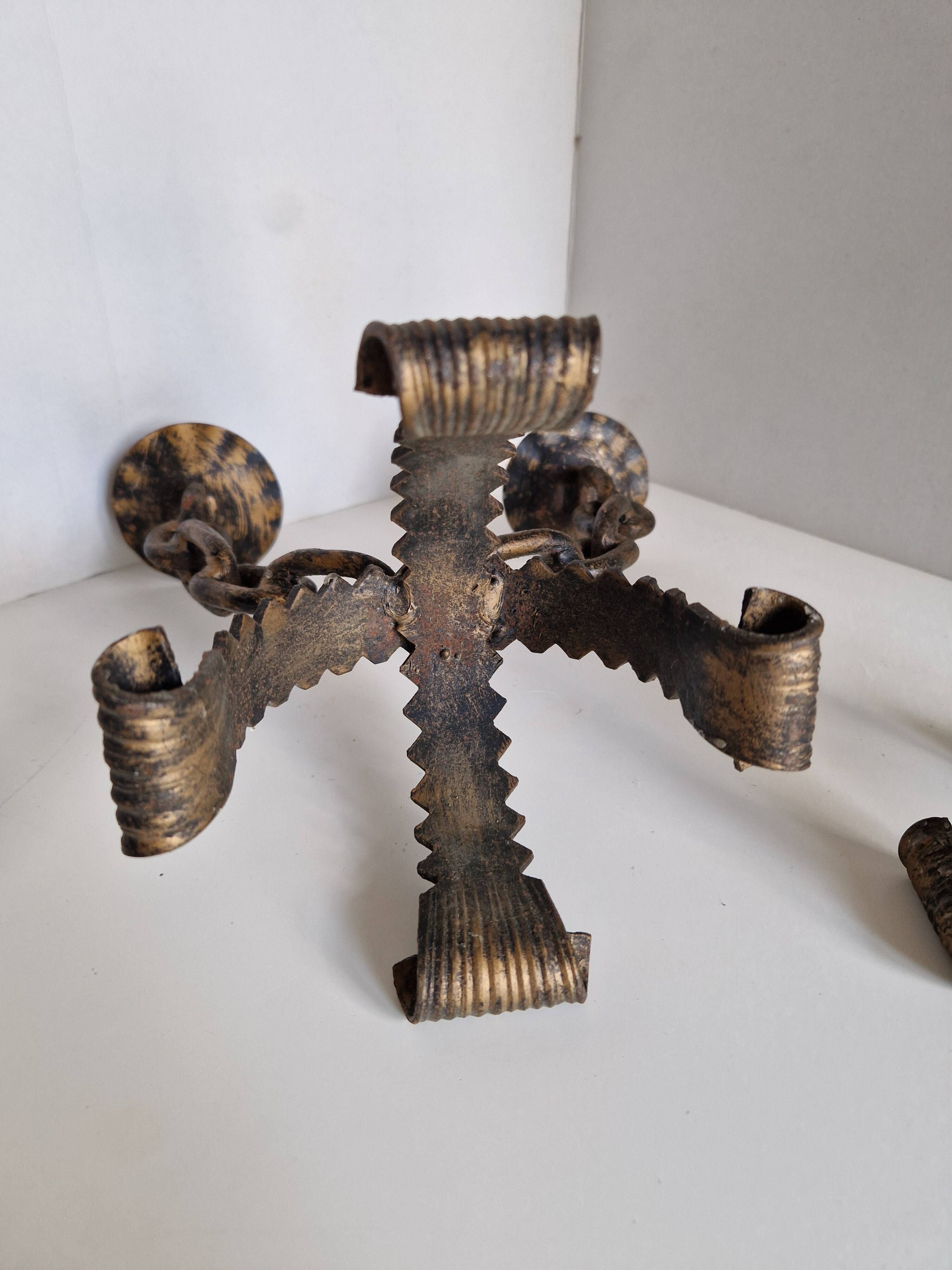 Pair of Brutalist Candelabra Candle Holders from the 60s 70s