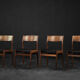 Mid-century modern vintage teak and vinyl dining chairs, 1960s, set of 4.