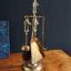 Vintage Brass Fireplace Tools Cat Decor