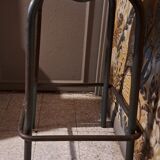 High metal stool and wooden seat Labo style dating from the 1940s industrial style
