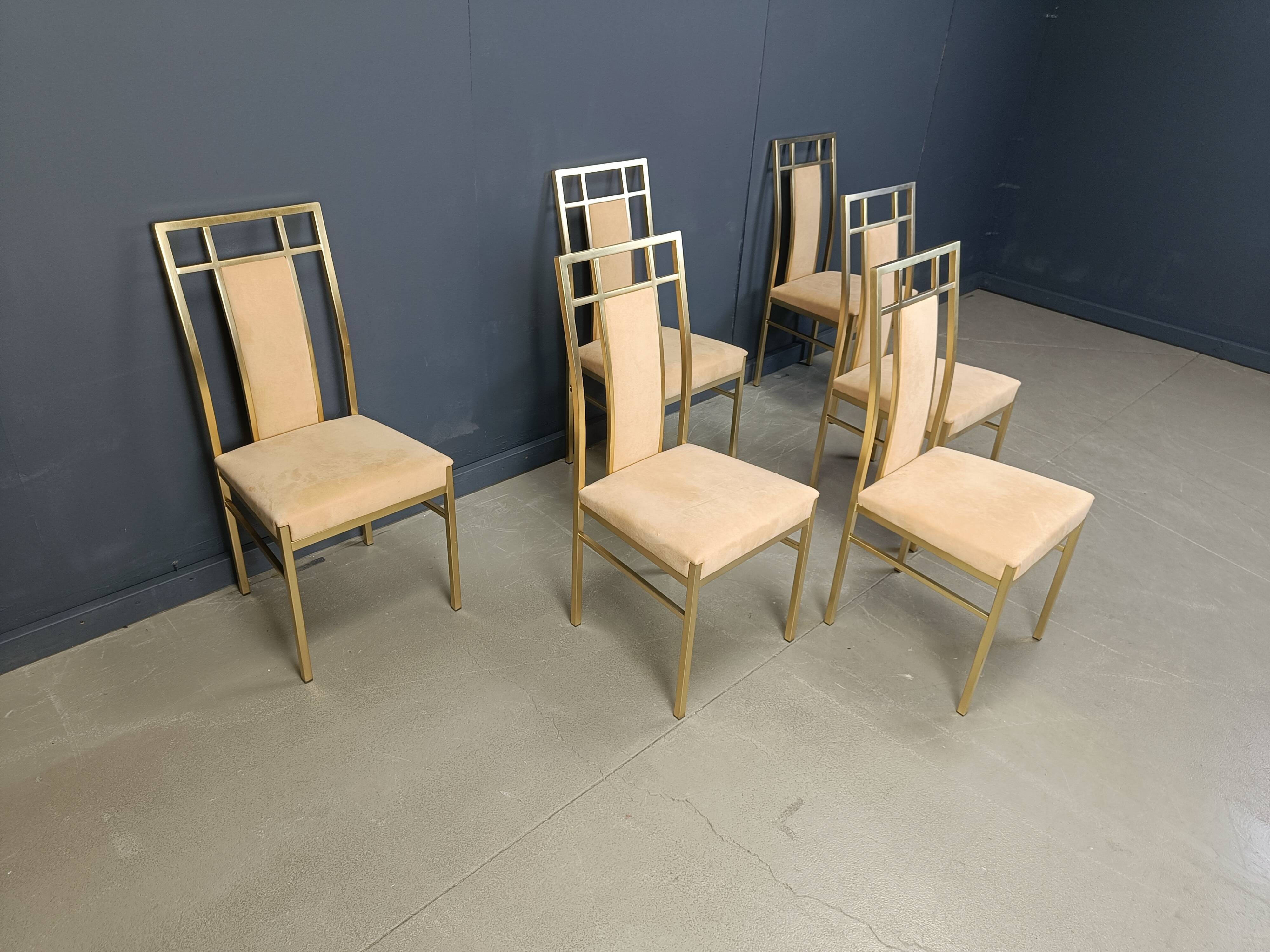 Vintage brass dining chairs by Belgochrom, 1970s