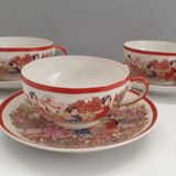 Three tea or coffee cups made of vintage japanese porcelain