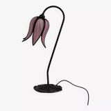 Flower lamp in bronze metal and glass paste