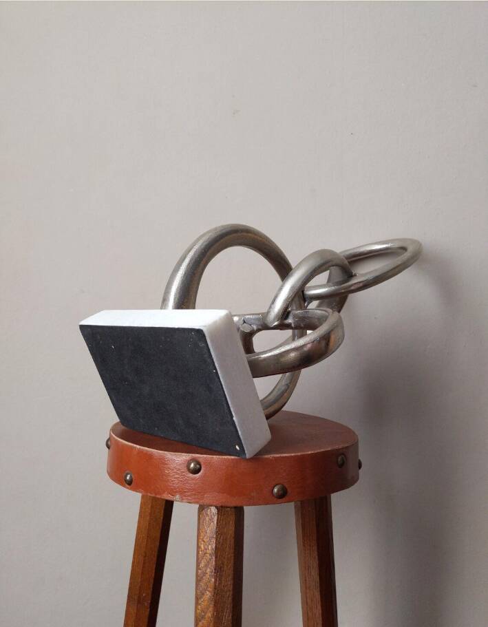 Handcrafted sculpture cast aluminum contemporary design abstract art