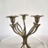 Candle holder brass vintage leaves and flowers 60s - 70s