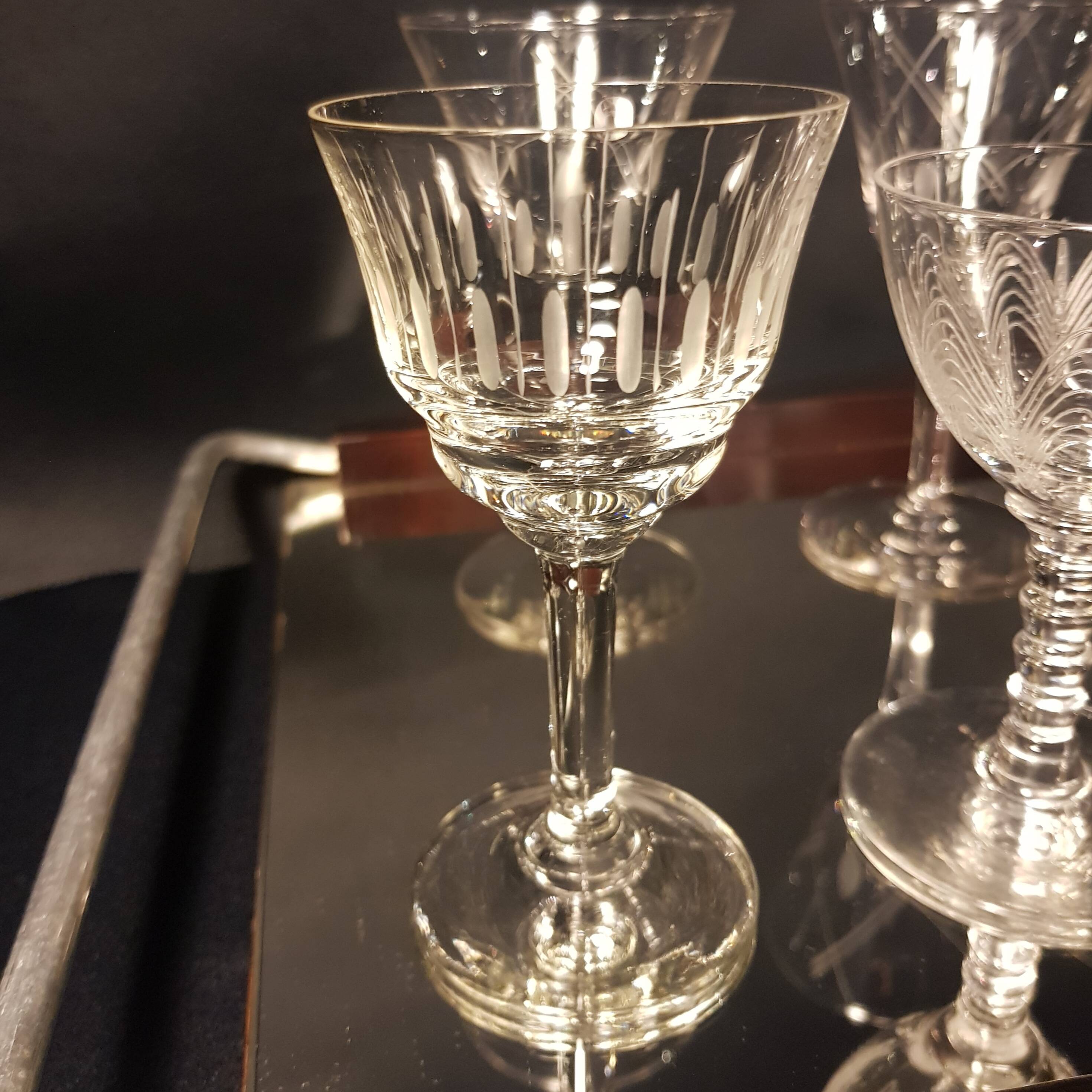 6 chiseled port glasses