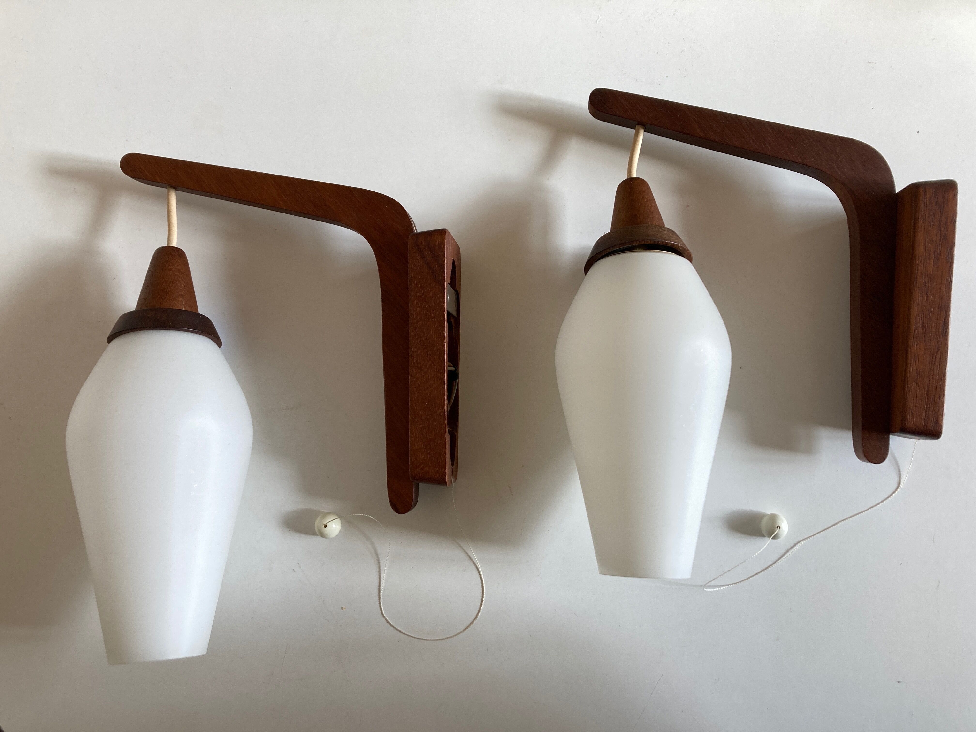 Pair of Scandinavian boomerang pendant lamps 1960