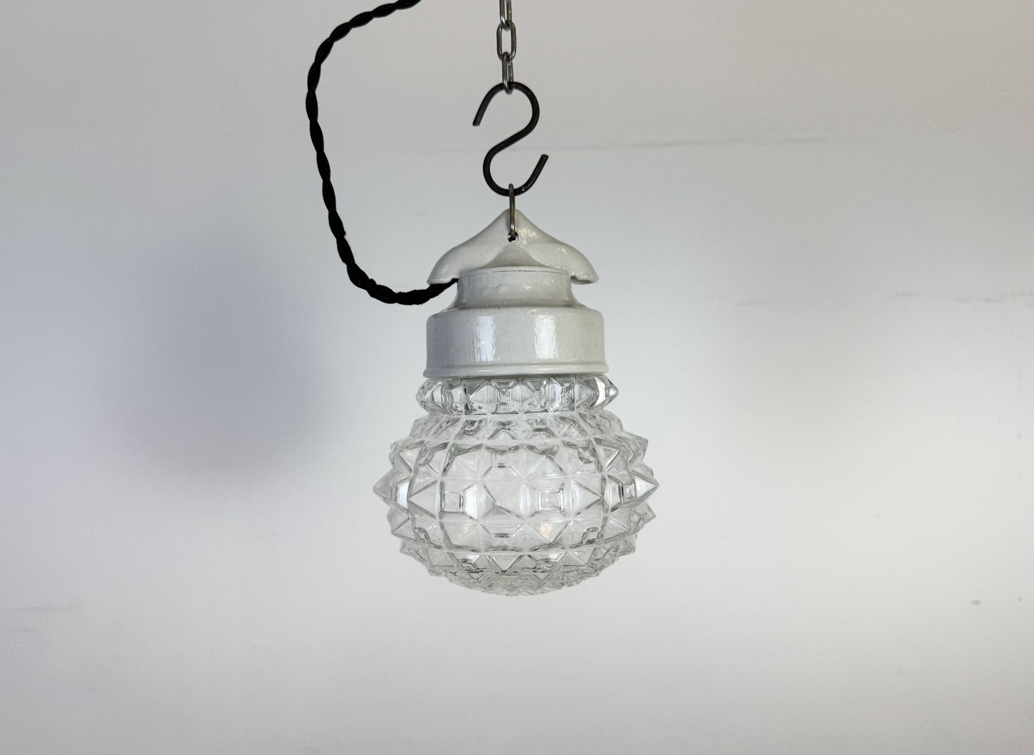 Vintage White Porcelain Pendant Light, 1970s