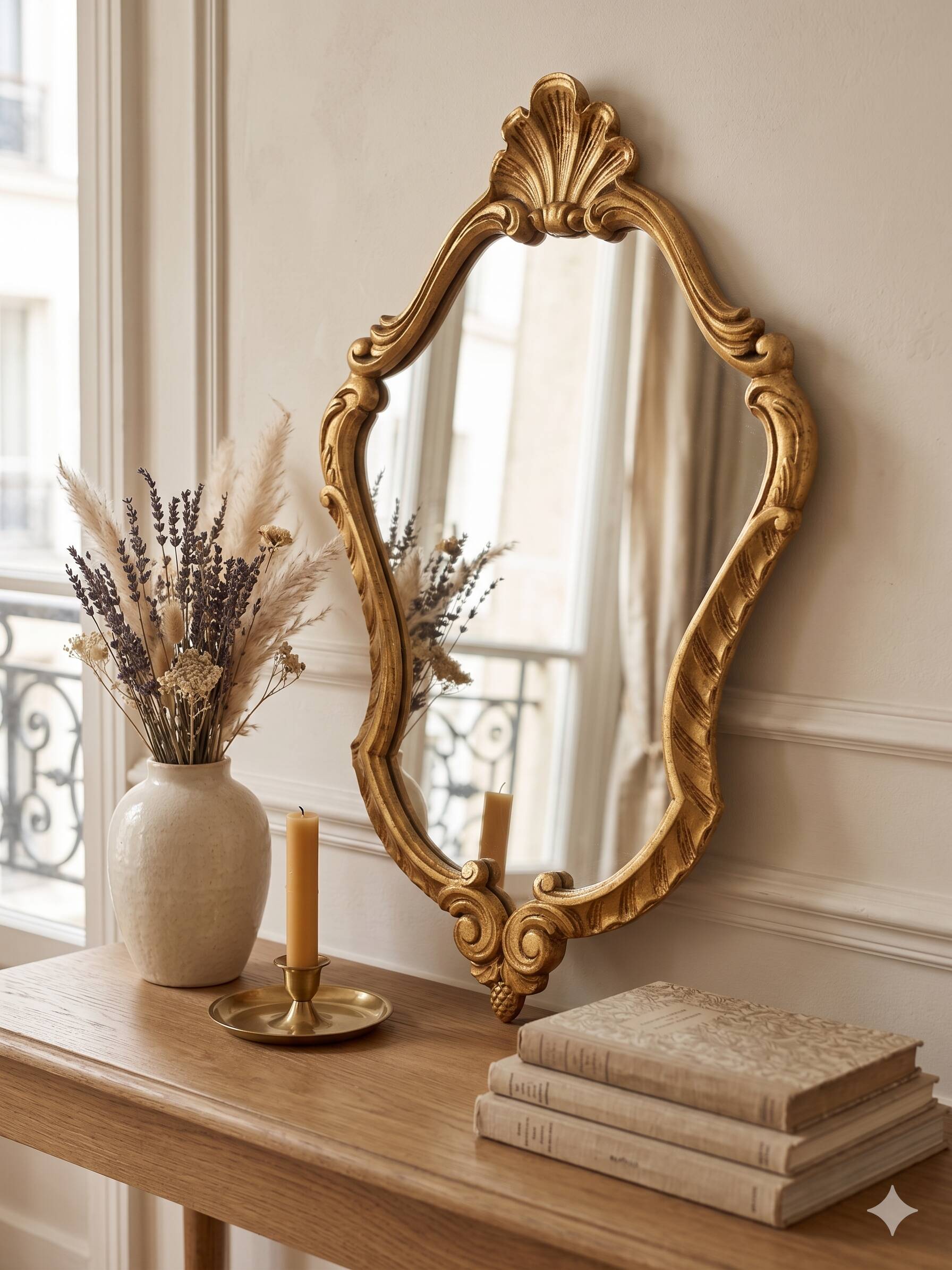 Miroir rocaille en bois doré style Louis XV