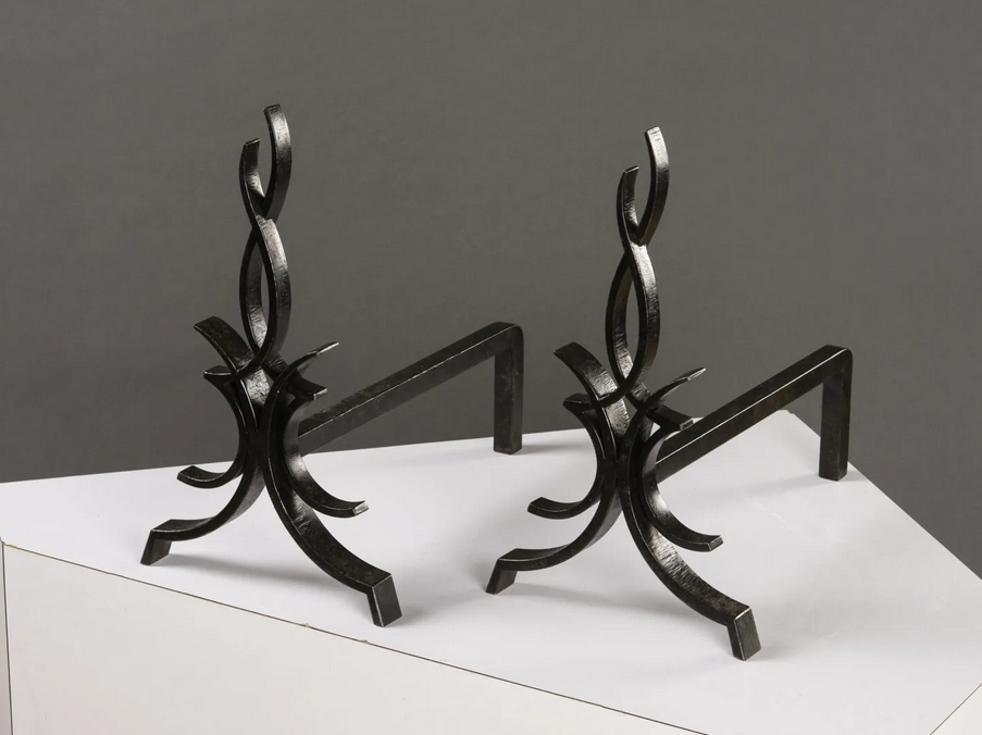 Pair of vintage wrought iron chenets