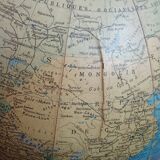 Old terrestrial globe world map Taride metal feet