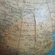 Old terrestrial globe world map Taride metal feet