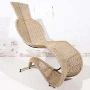 Tom Dixon Bolide rocking chaise in steel and woven seagrass – London, 1991