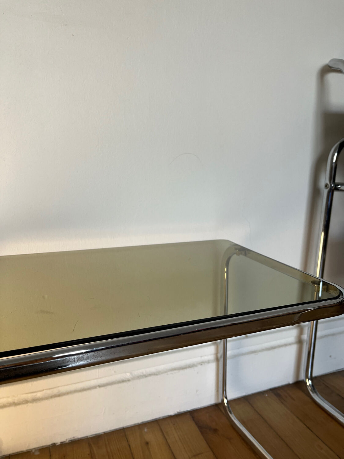 Vintage smoked glass side table