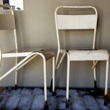 Paire de chaises tube métal mobilier industriel début XXème
