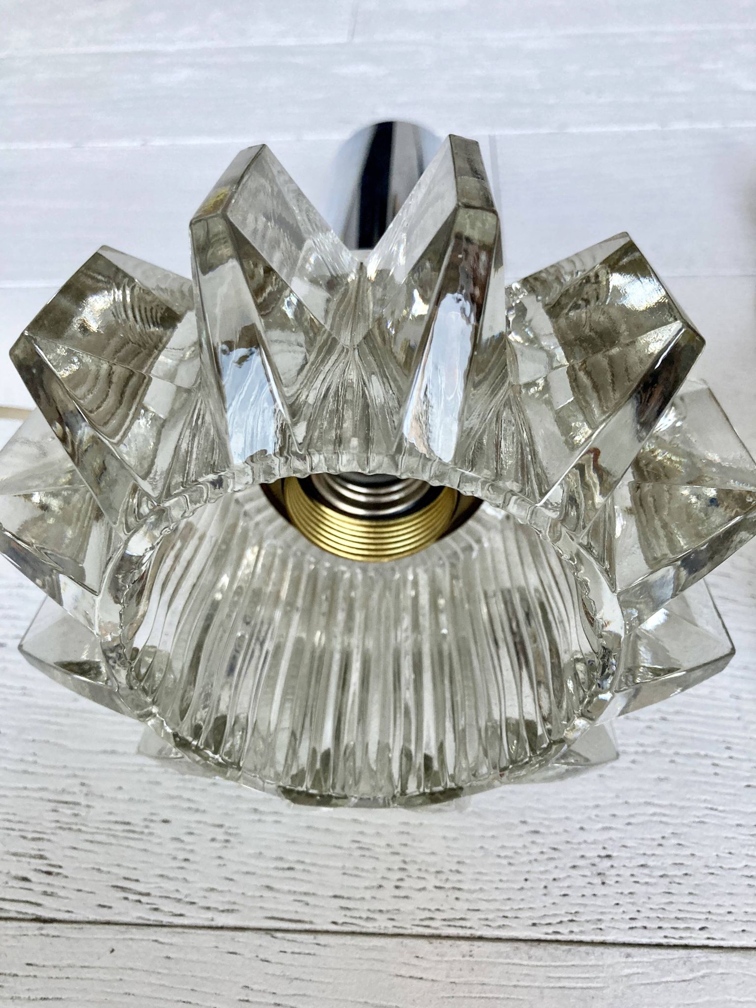 Pair of glass pendant lamps, Boréns Borås, 60/70s.