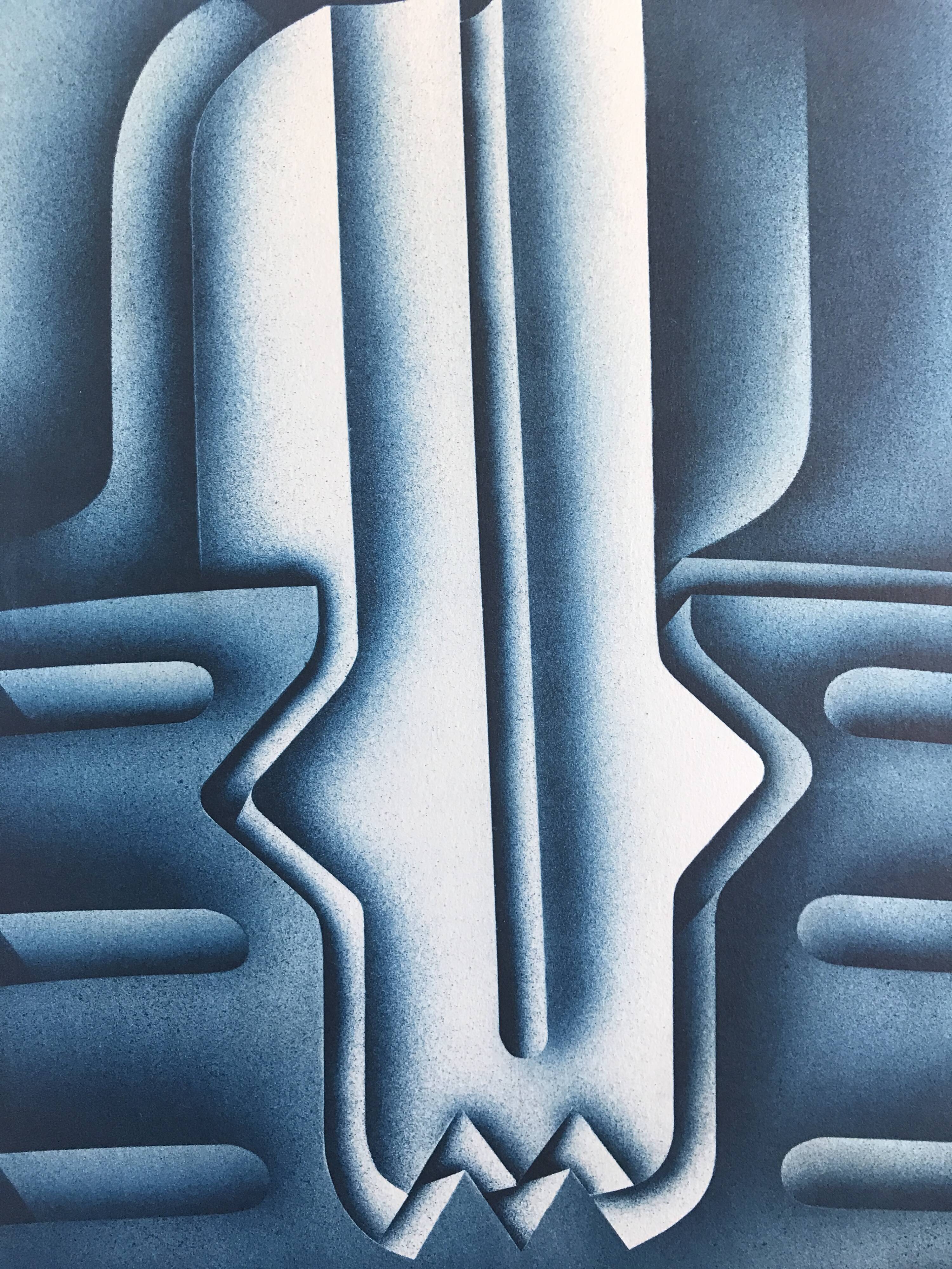 Original lithograph by Jacques Poli, Offshore Drilling, 1978