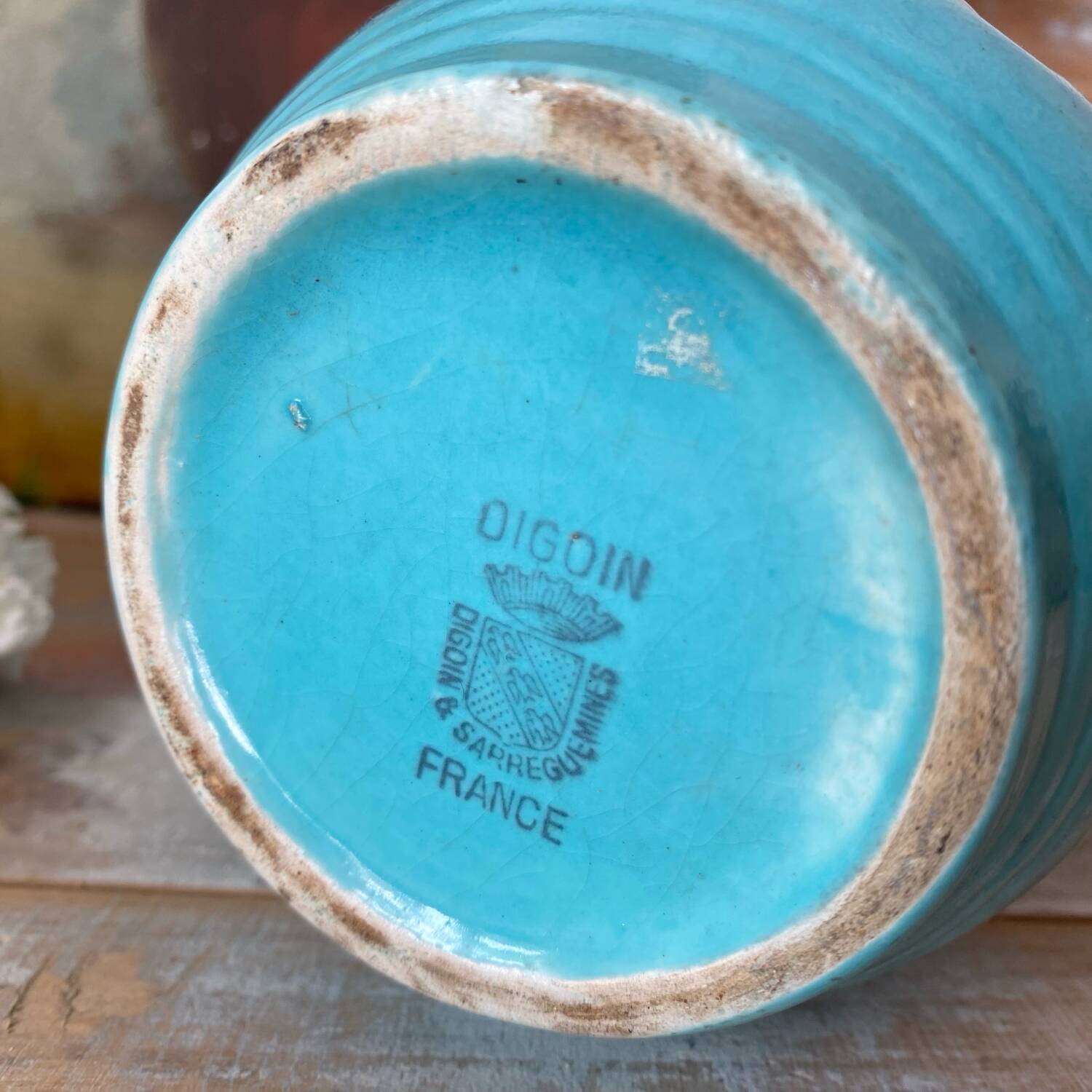 Turquoise Pichet Digoin from the 1950s