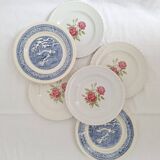 Vintage blue pink dinner plates